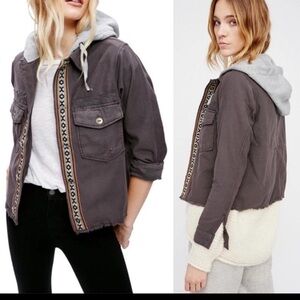 Free people weekend wanderer hoodie tribal distressed jacket small
